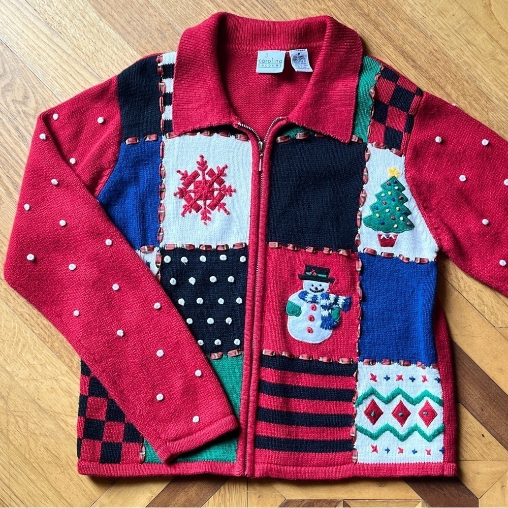 Vintage Carolina Colors Red Full Zip Cardigan